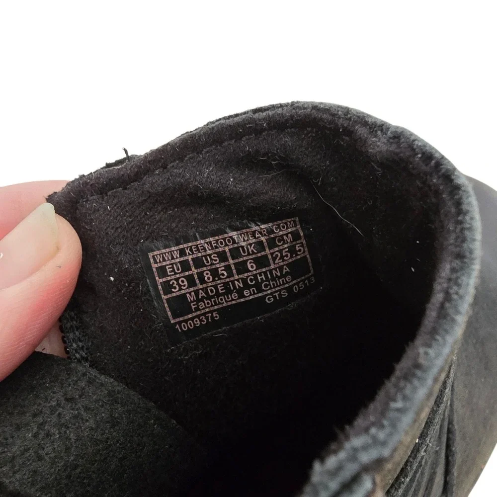 Keen Black Leather Wedge Ankle Boots Womens 8.5 EU‎ 39 Side Zip Comfort
